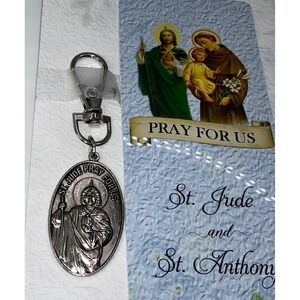 St Anthony‎ St Jude Keychain Prayer Card Set Religious Christian Gift